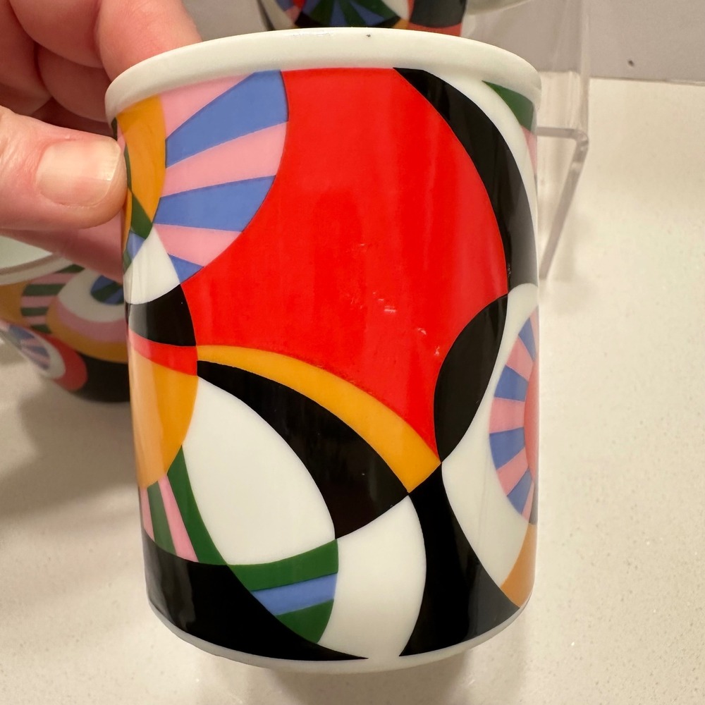 Vintage Shibata Honjo Japan Op Art Eye Mugs Set of 4 Mid Century Modern Pop Art - Picture 8 of 12
